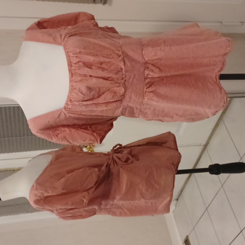 $4 Add-on Pink Cotton Polka-Dot Blouse - Size 4X
